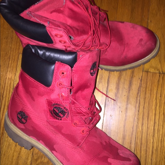red and black timberlands mens